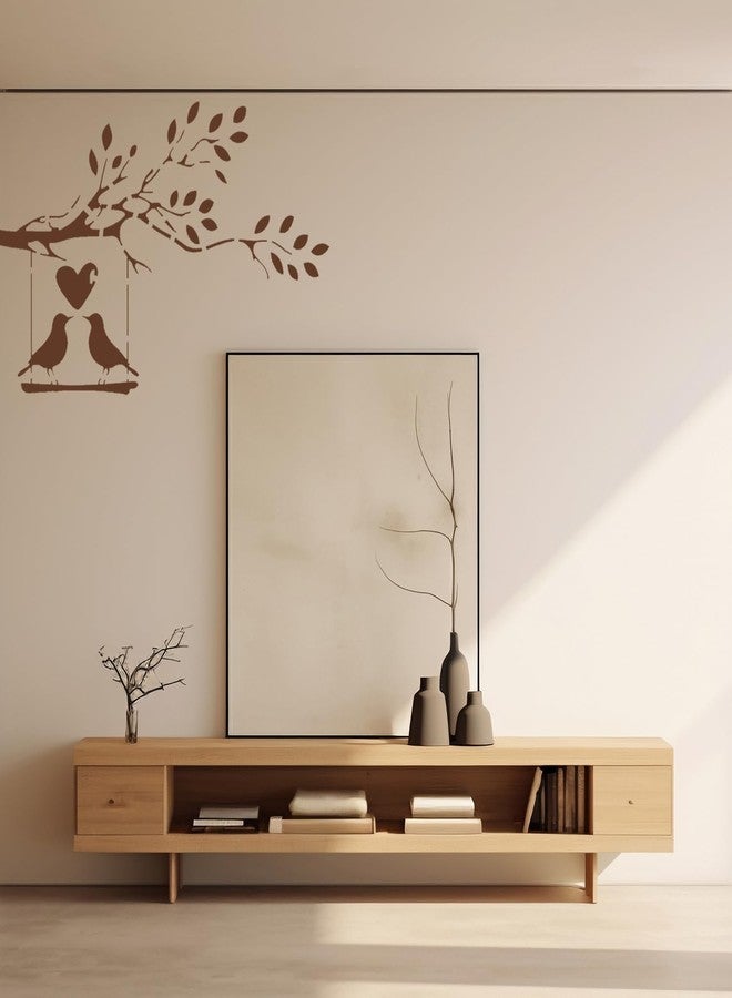 ARandNJ استنسل ARandNJ للرسم على الجدران (المقاس: 24 × 40 بوصة) - تصميم قابل لإعادة الاستخدام بنقشة طيور وزوجين، مناسب لغرفة النوم، غرفة الرسم، مدخل غرفة المعيشة (عبوة من قطعة واحدة) - Image 4